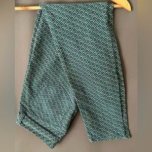 J. Crew 26 TOOTHPICK Green Blue Diamond Corduroy Ankle Pants